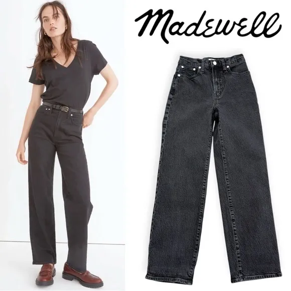 Madewell The Perfect Vintage Wide-Leg Jean in Belmere Wash 23 Gray Black