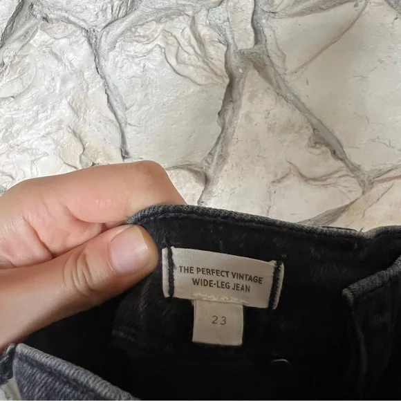 Madewell The Perfect Vintage Wide-Leg Jean in Belmere Wash 23 Gray Black