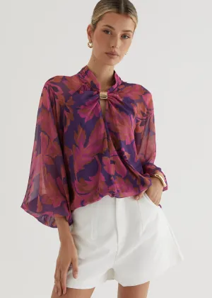 Magnolia Blouse - Magenta Floral