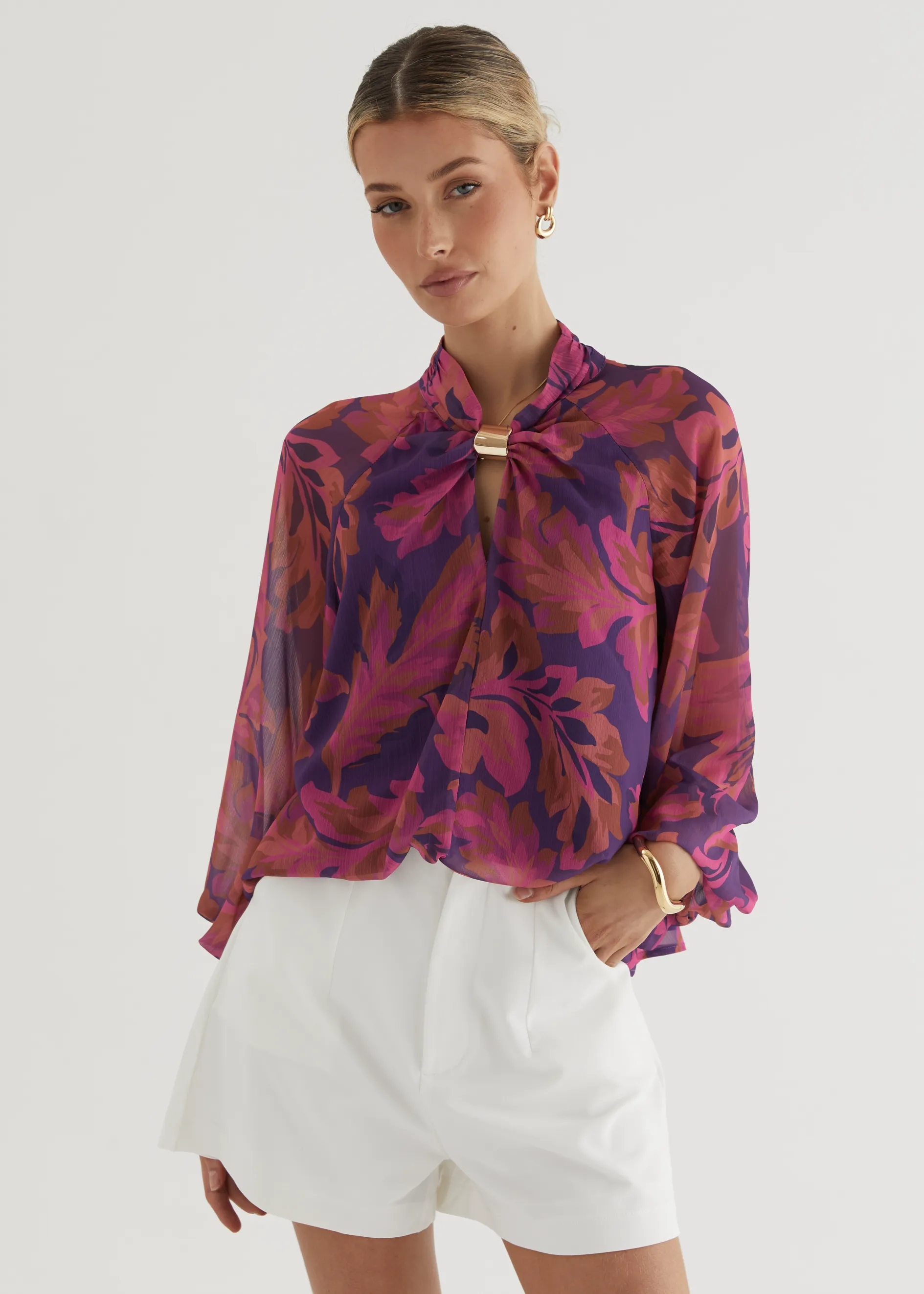 Magnolia Blouse - Magenta Floral