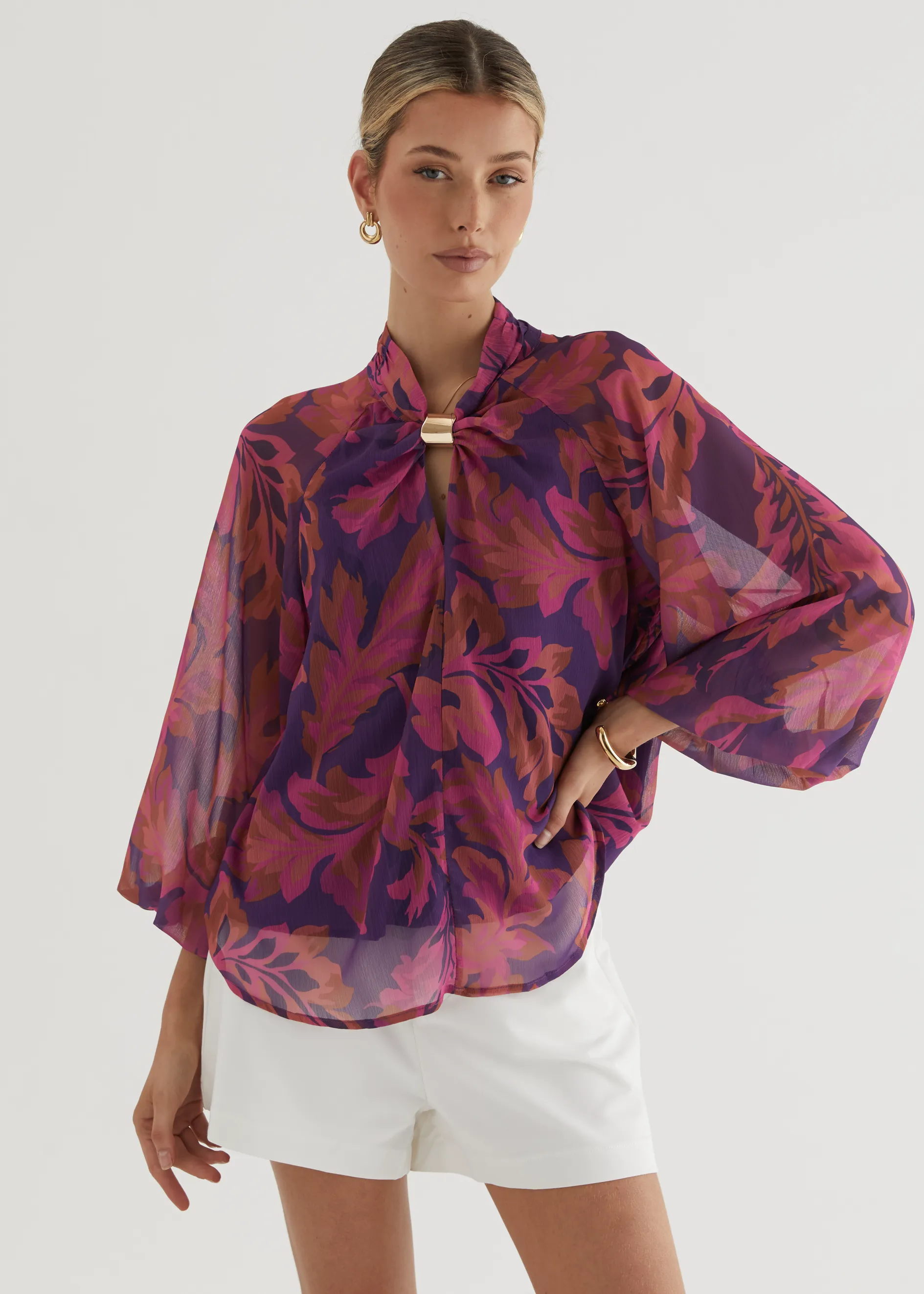 Magnolia Blouse - Magenta Floral
