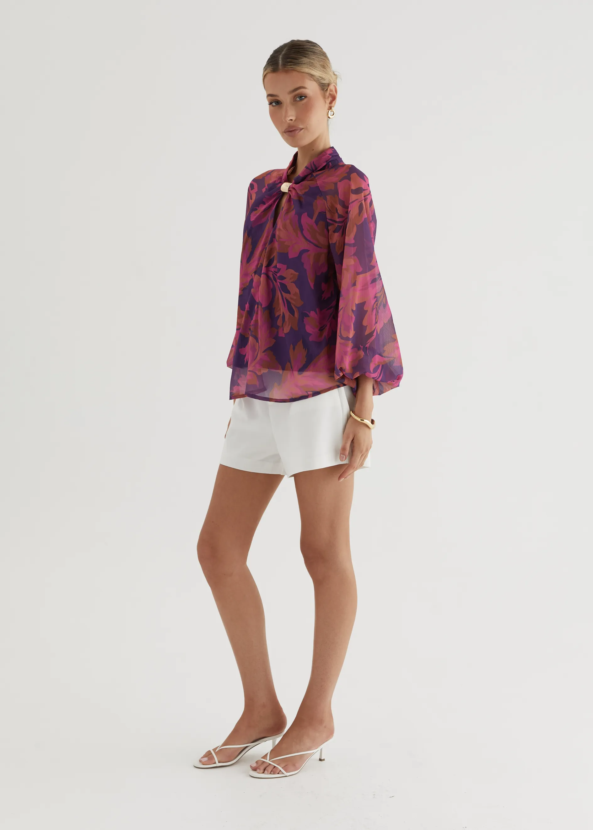 Magnolia Blouse - Magenta Floral