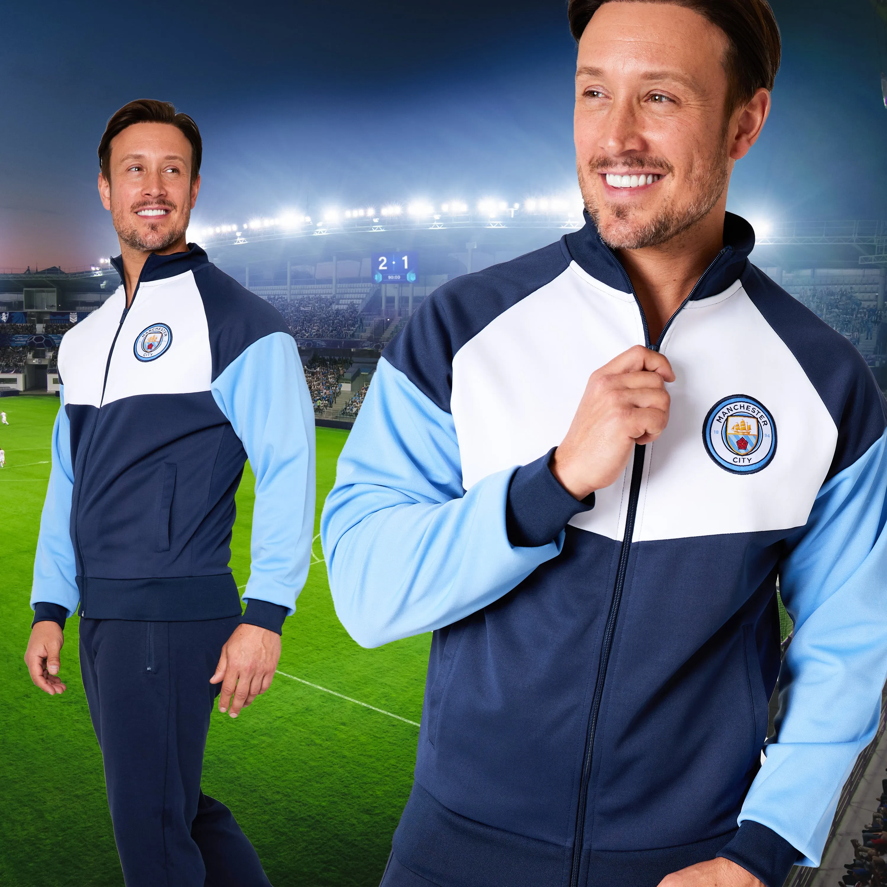 Manchester City F.C. Mens Zip Up Track Jacket with Pockets