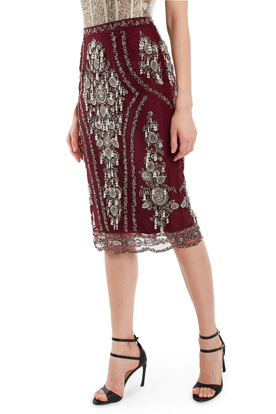 Maroon pencil skirt