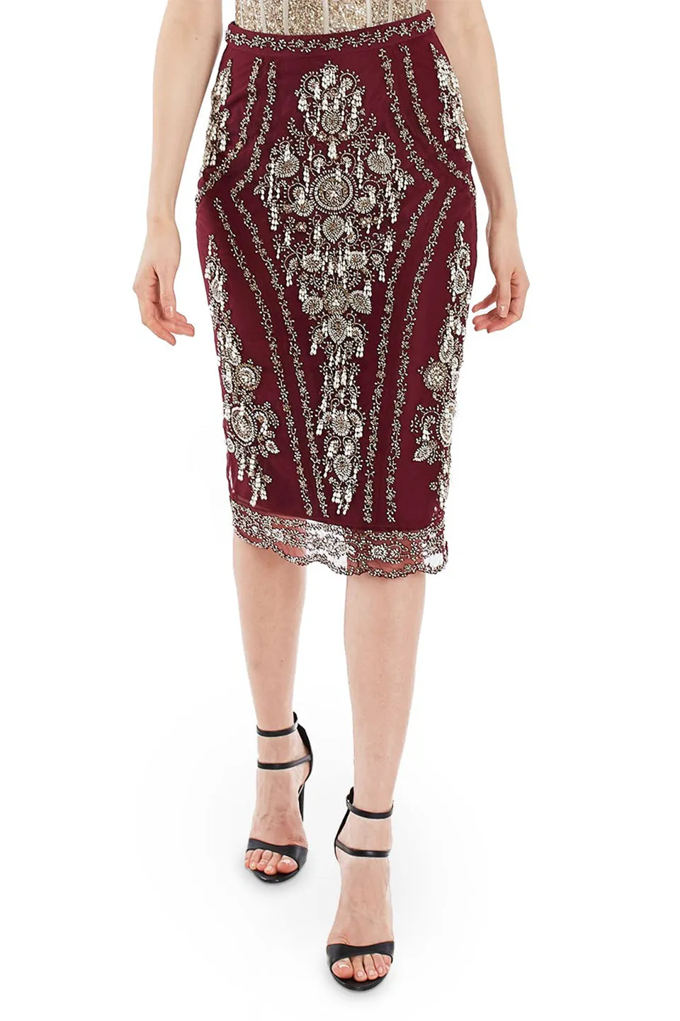 Maroon pencil skirt
