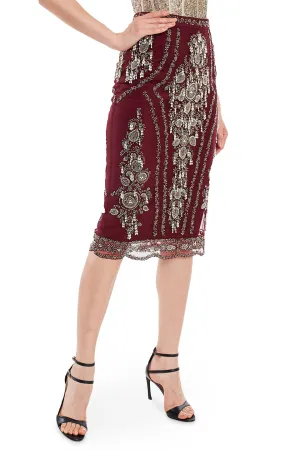 Maroon pencil skirt