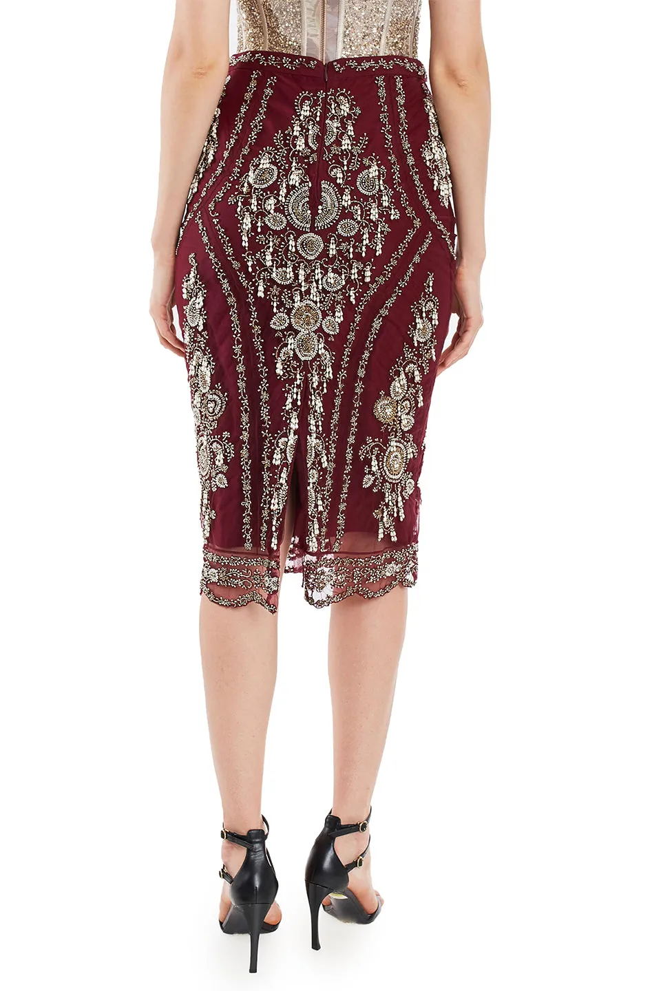 Maroon pencil skirt