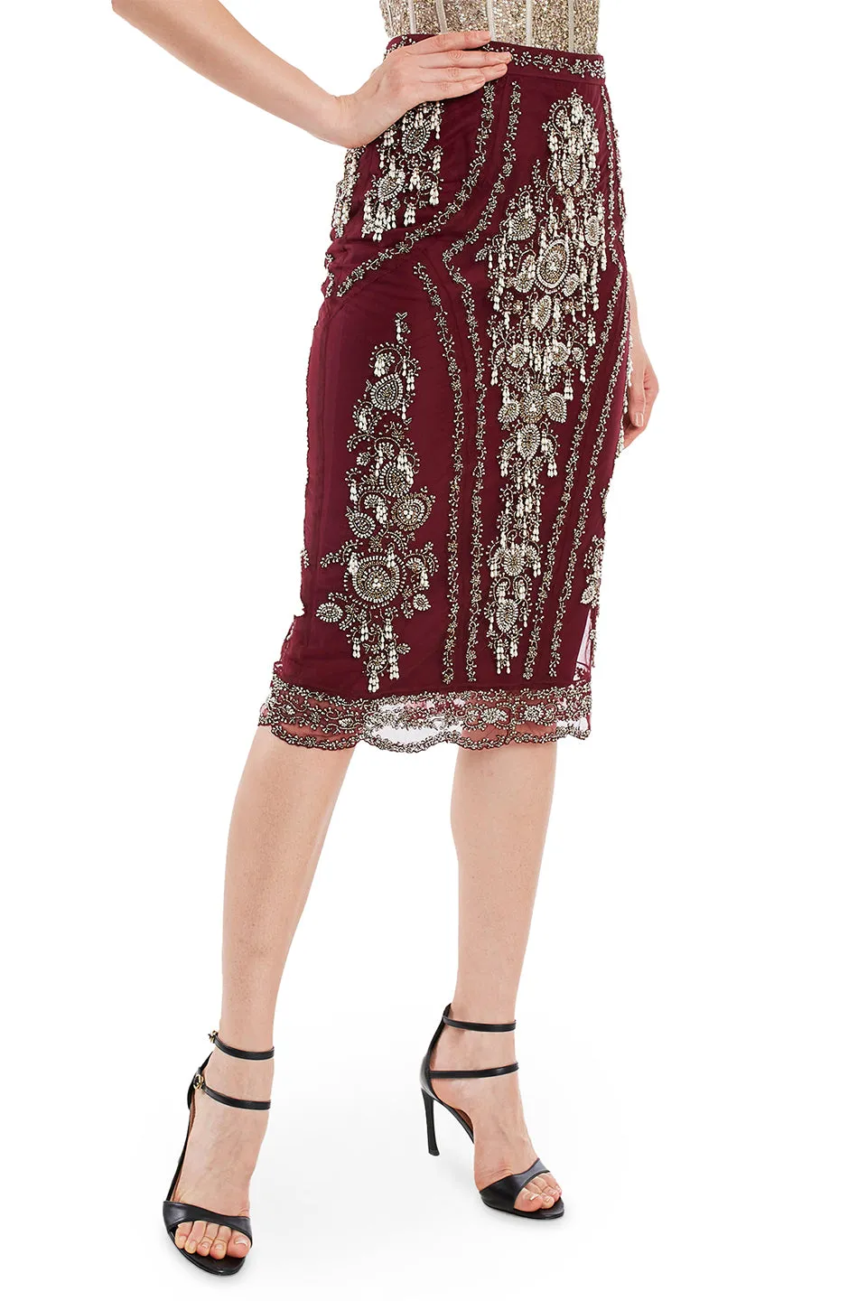 Maroon pencil skirt