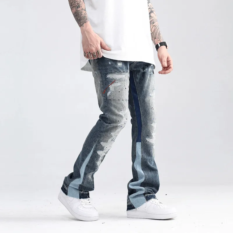 Mason | Blue Speckle Flare Jeans Men