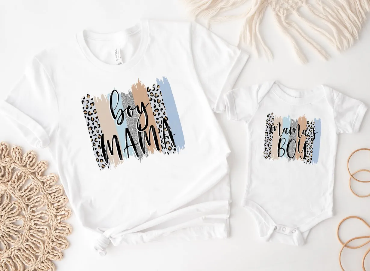 Matching Mini & Mama Mummy Personalised T-Shirt & Vest Boy Mama - White Only