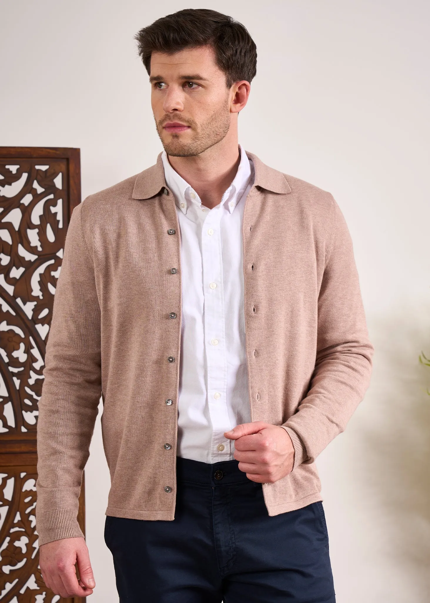 Medstead Men's Long Sleeve Shirt In Coffee