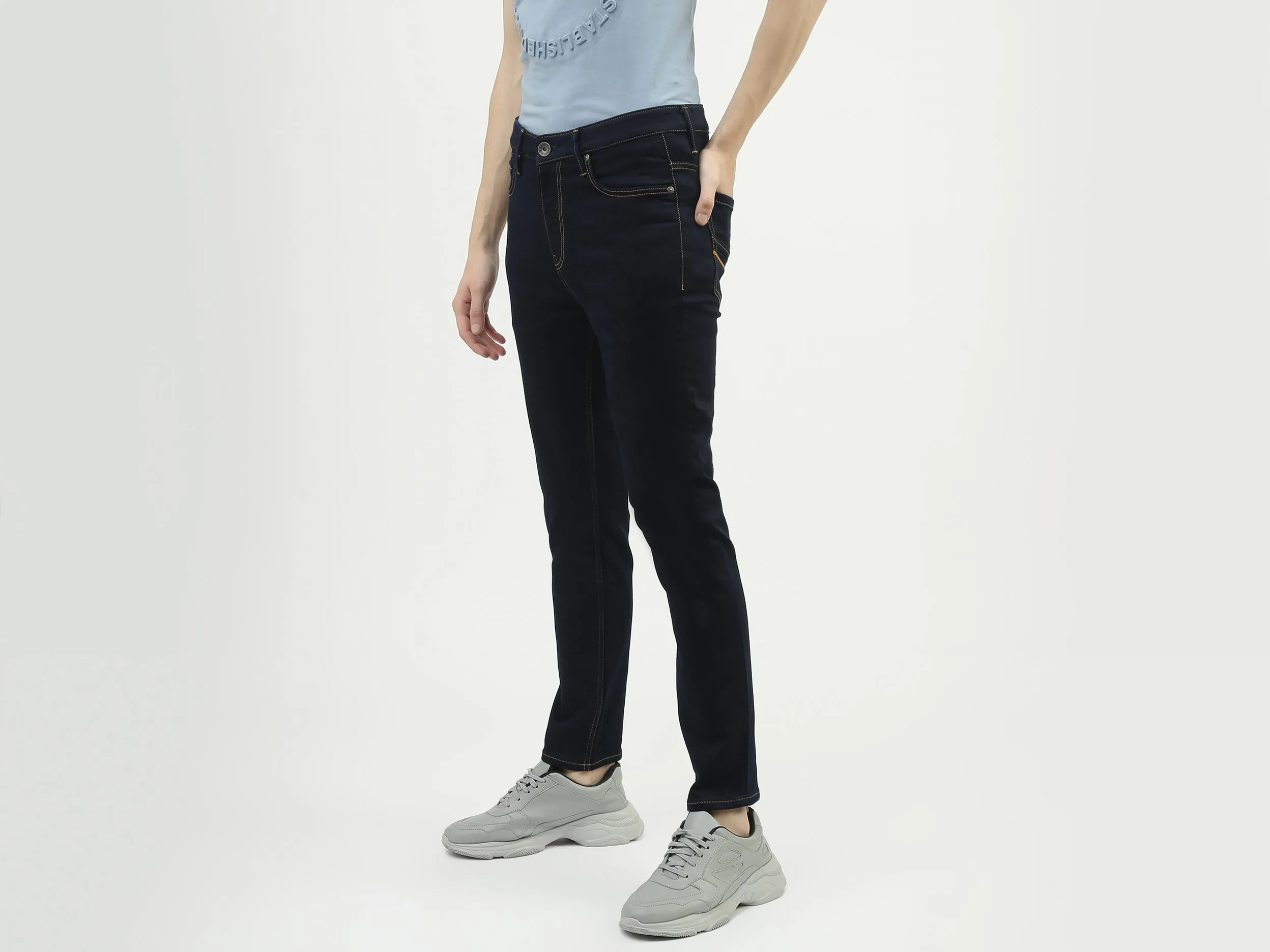 Men Solid Low Crotch Jeans