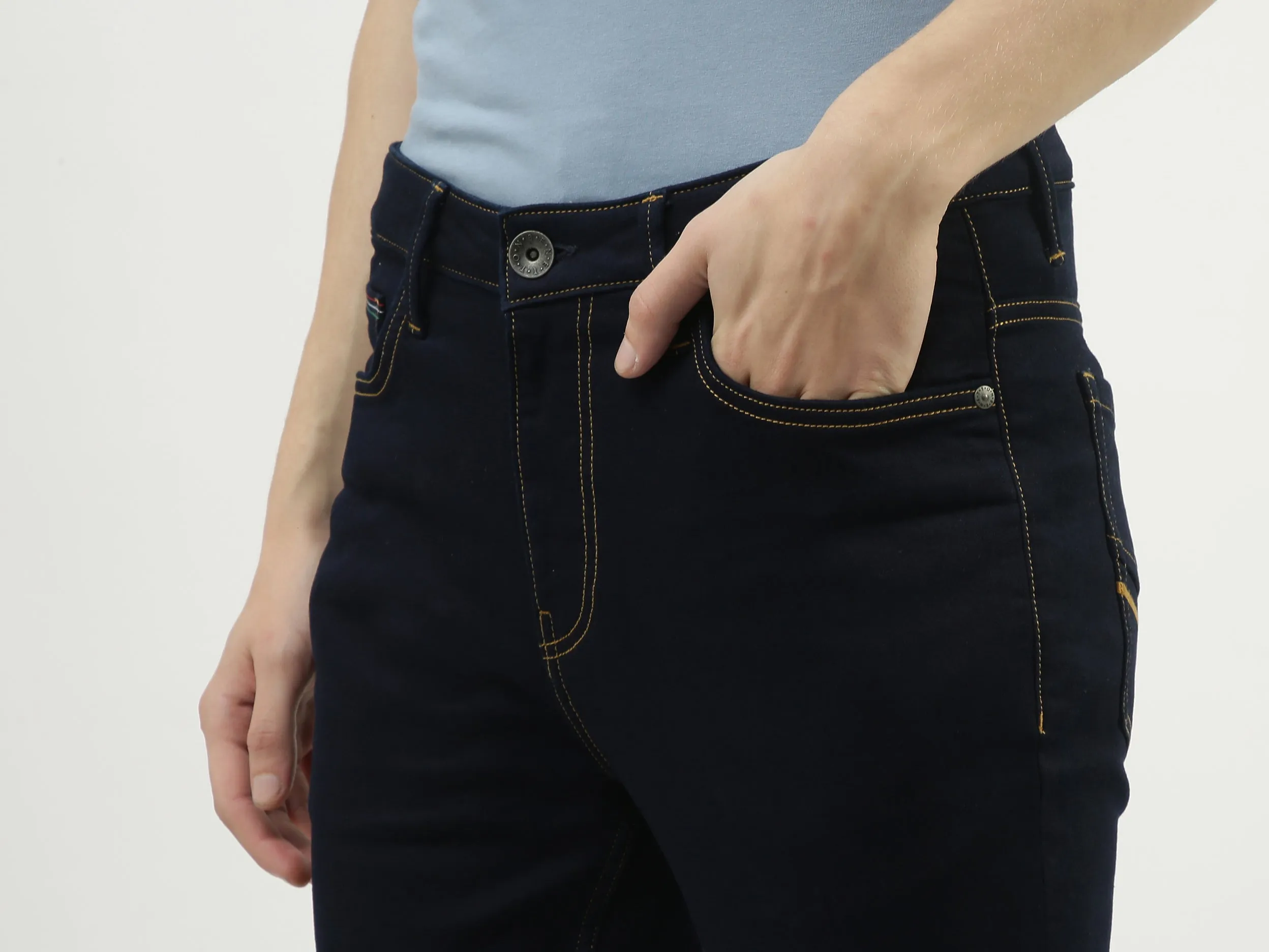 Men Solid Low Crotch Jeans