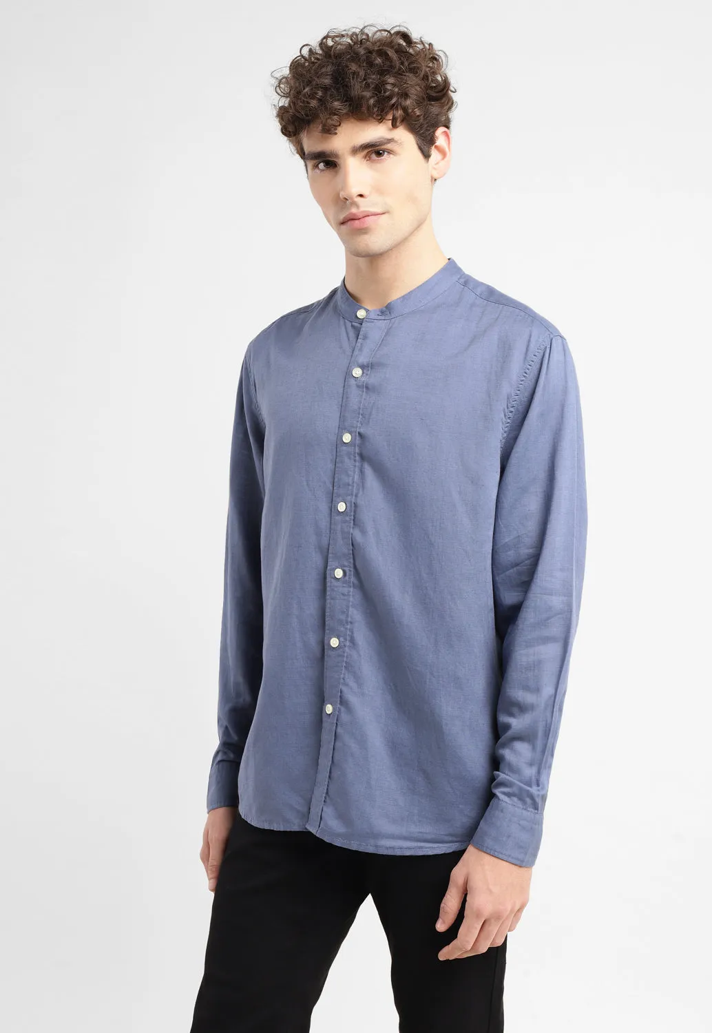 Men's Solid Slim Fit Linen Shirt
