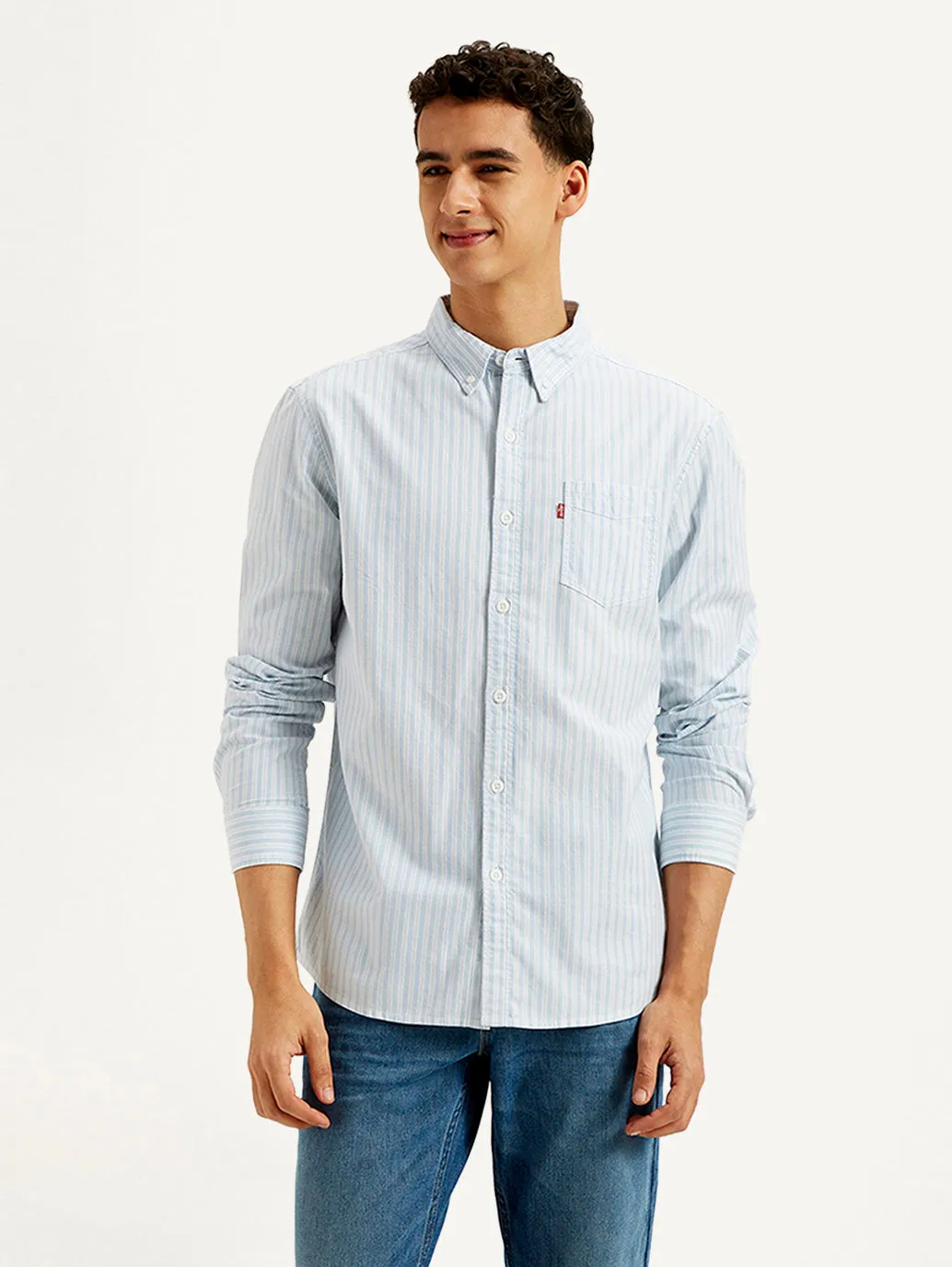 Men's Striped Slim Fit Oxford Shirt