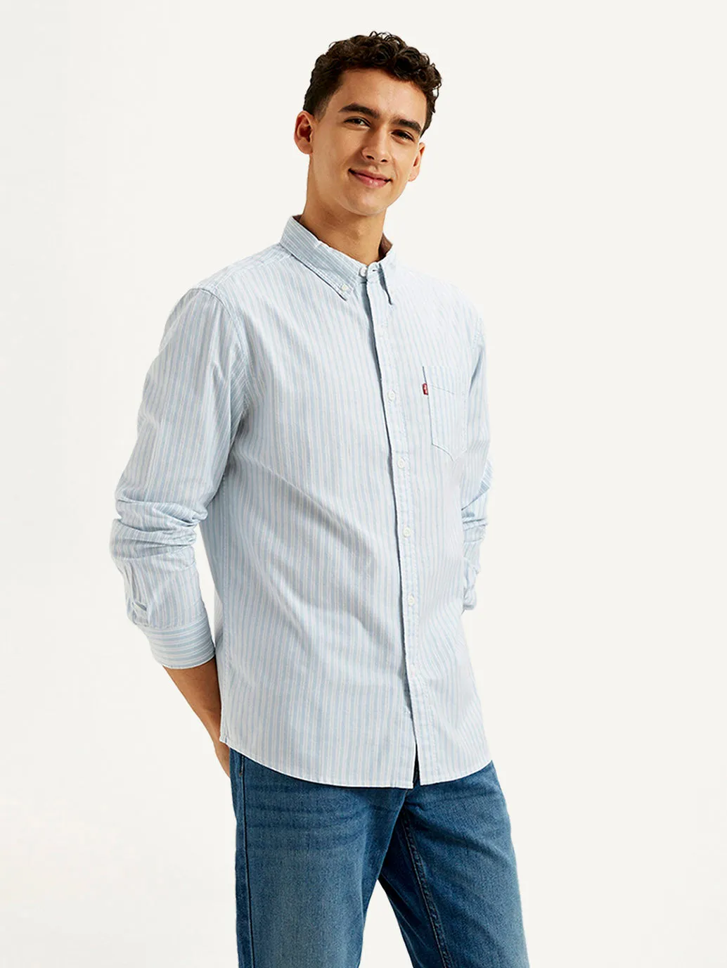 Men's Striped Slim Fit Oxford Shirt
