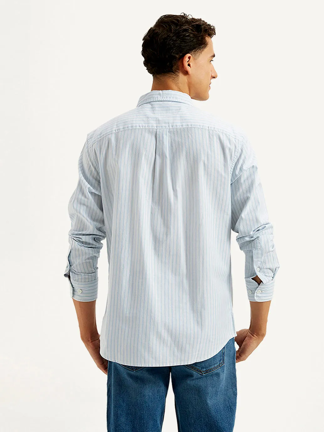 Men's Striped Slim Fit Oxford Shirt