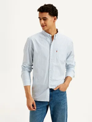 Men's Striped Slim Fit Oxford Shirt