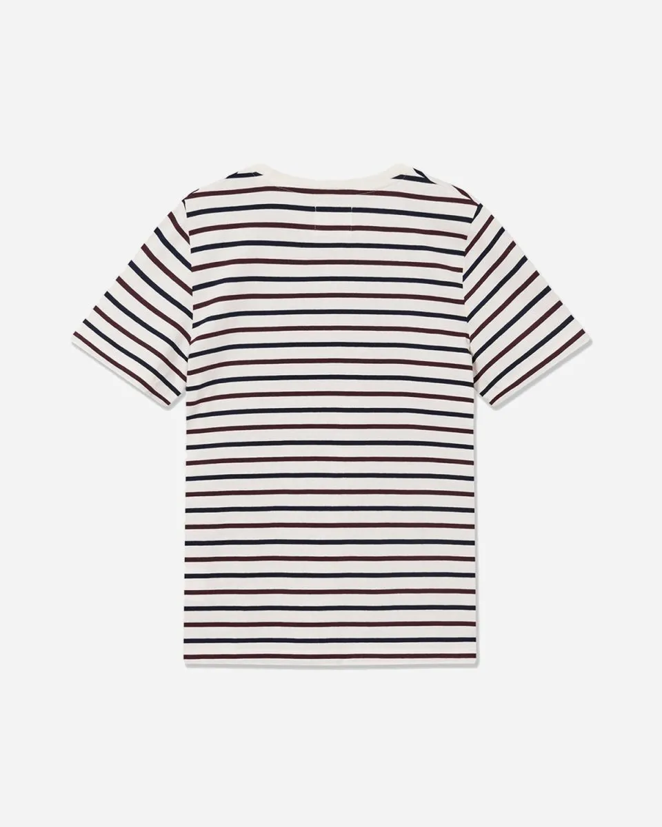 Mia Stripe T-Shirt - Off White/Burgundy