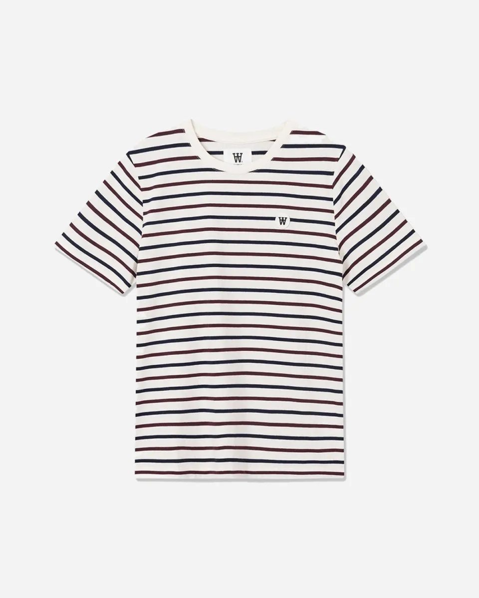 Mia Stripe T-Shirt - Off White/Burgundy