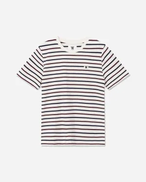 Mia Stripe T-Shirt - Off White/Burgundy