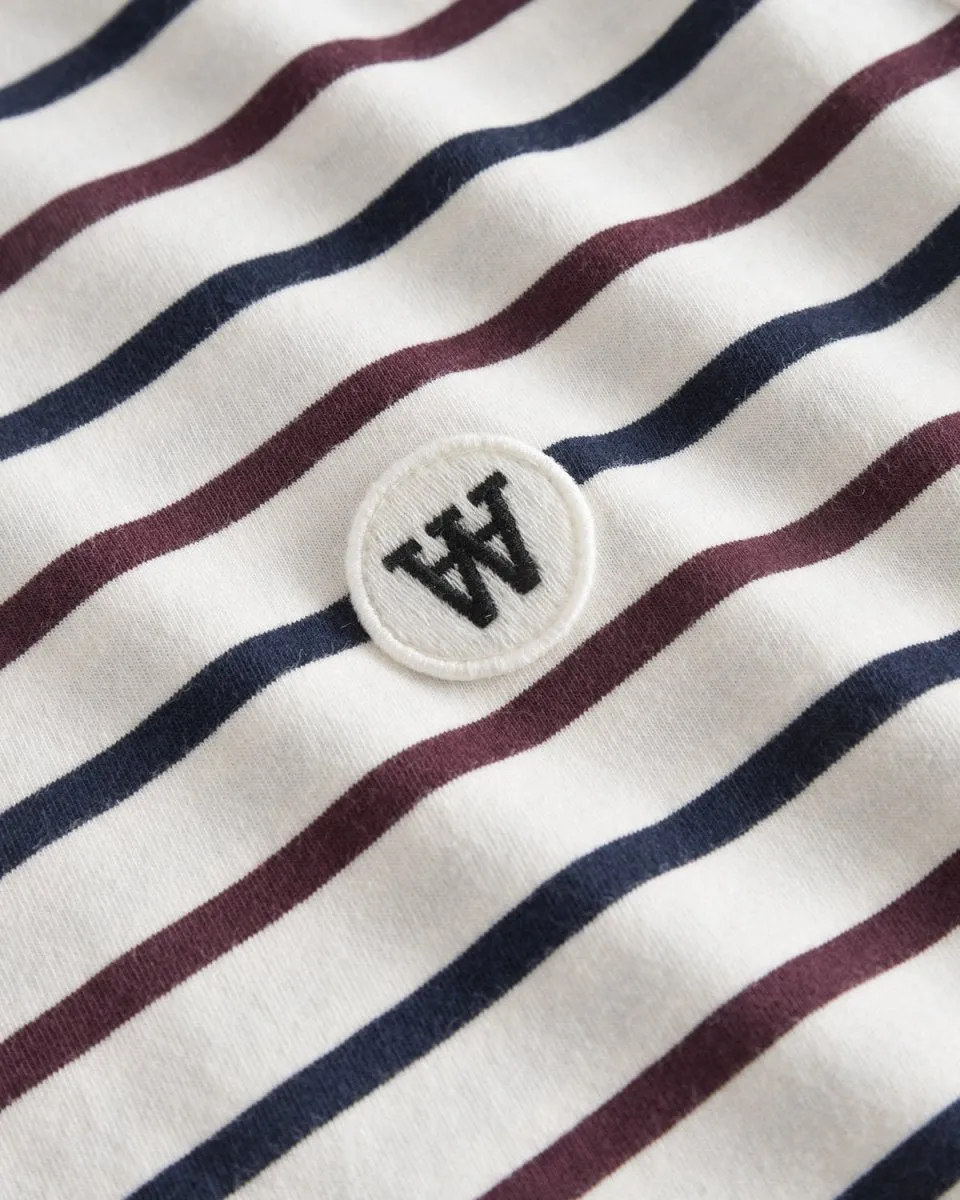 Mia Stripe T-Shirt - Off White/Burgundy