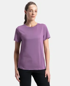 Microfiber Polyester Fabric Relaxed Fit Solid Round Neck Half Sleeve T-Shirt - Chinese Violet