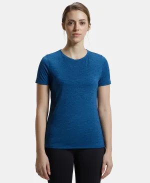 Microfiber Polyester Fabric Relaxed Fit Solid Round Neck Half Sleeve T-Shirt - Poseidon