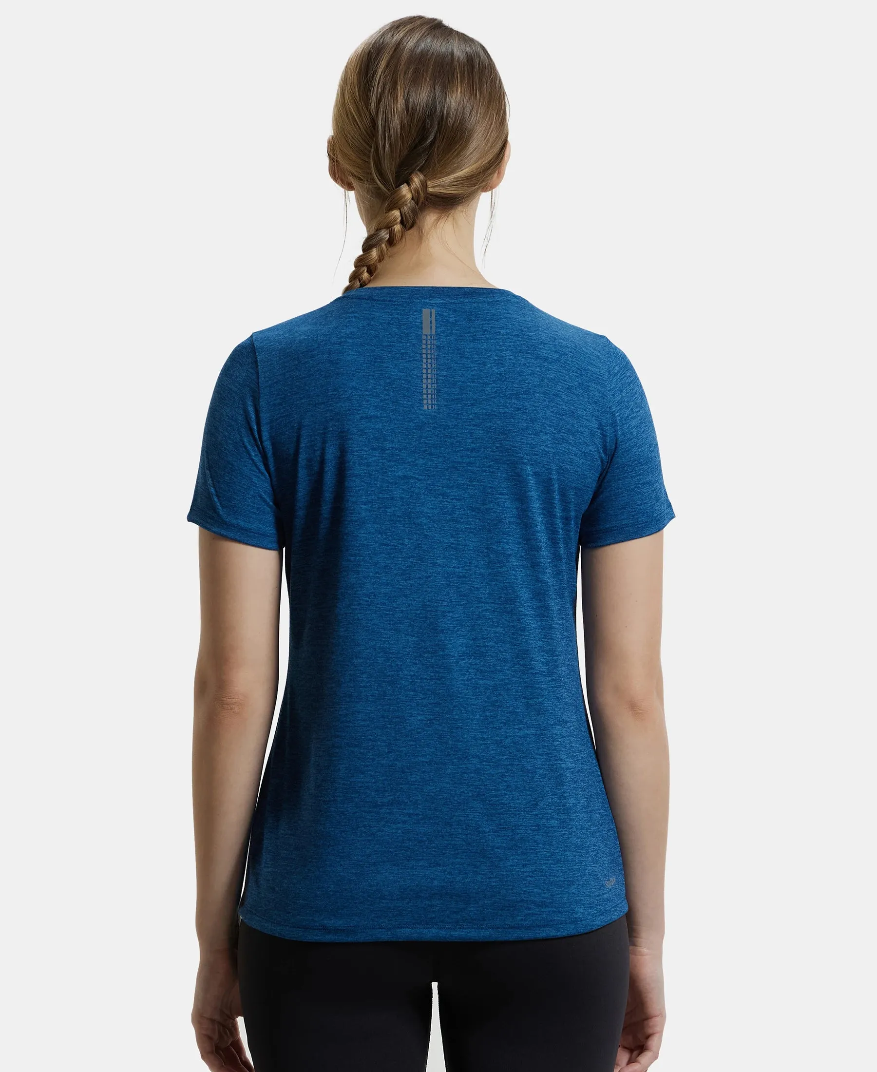 Microfiber Polyester Fabric Relaxed Fit Solid Round Neck Half Sleeve T-Shirt - Poseidon