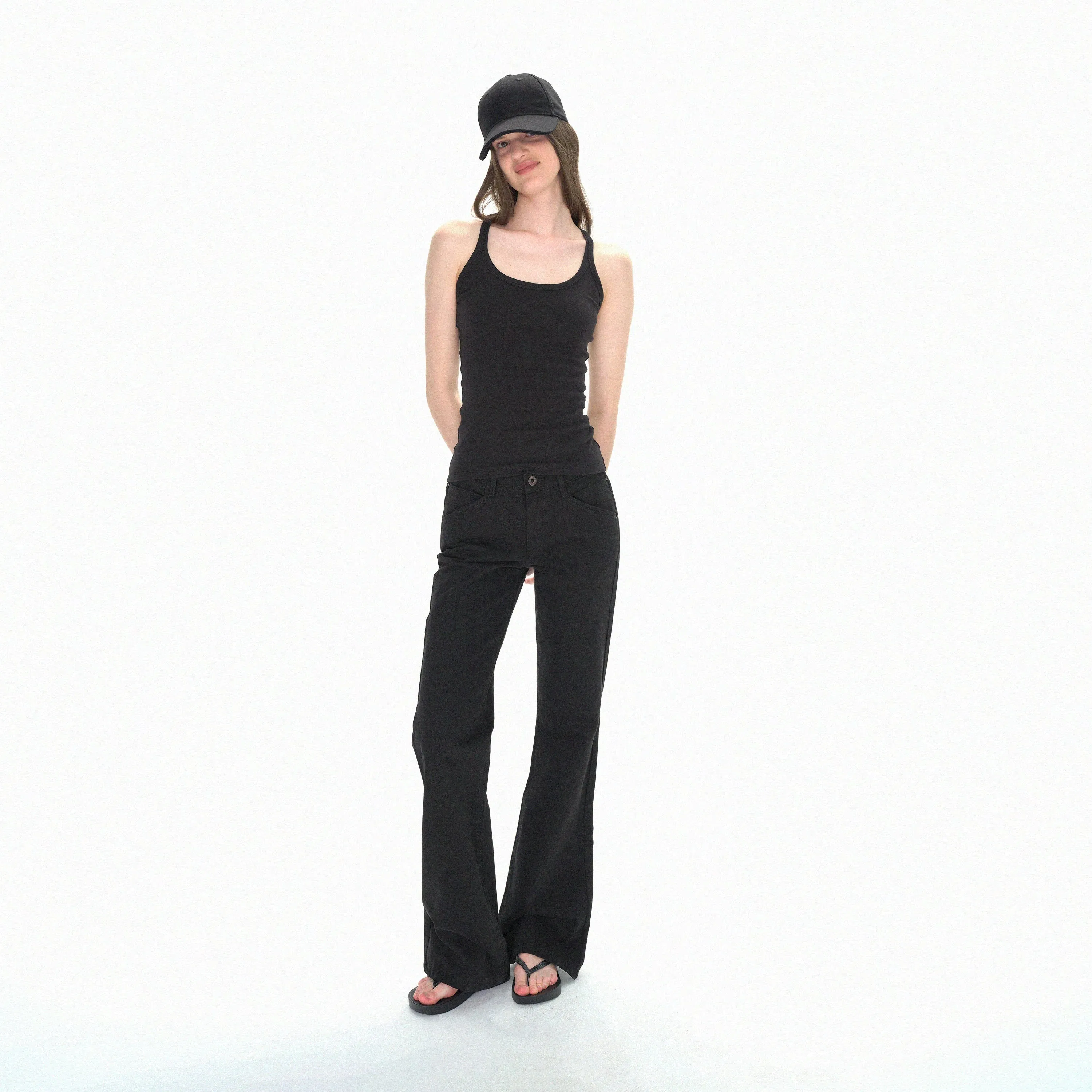 Mid-Rise Flared Denim Pants