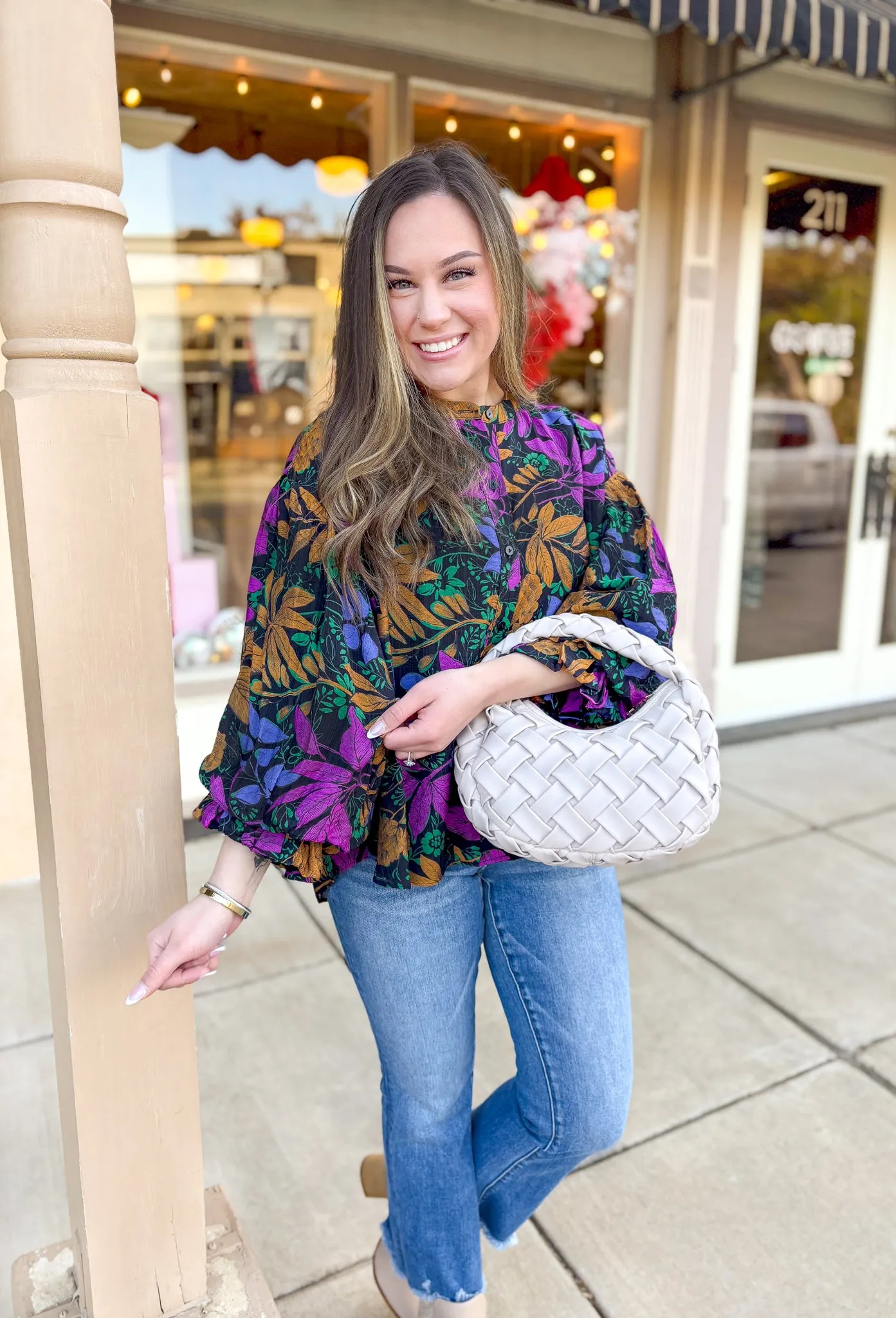 Midnight Blooms Button-Up Top