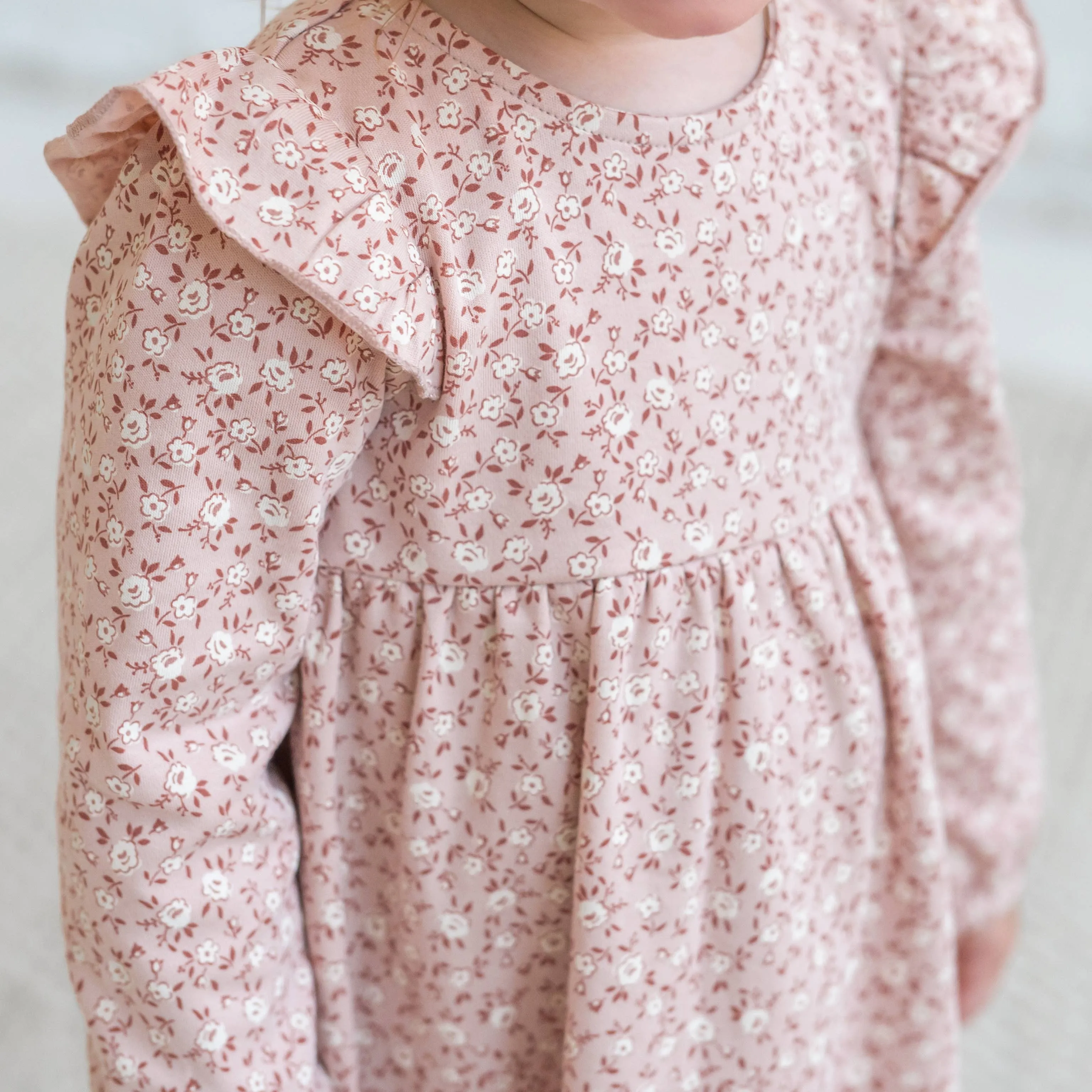 Mika Ruffle Long Sleeve Dress -  Zinnia Floral / Blush