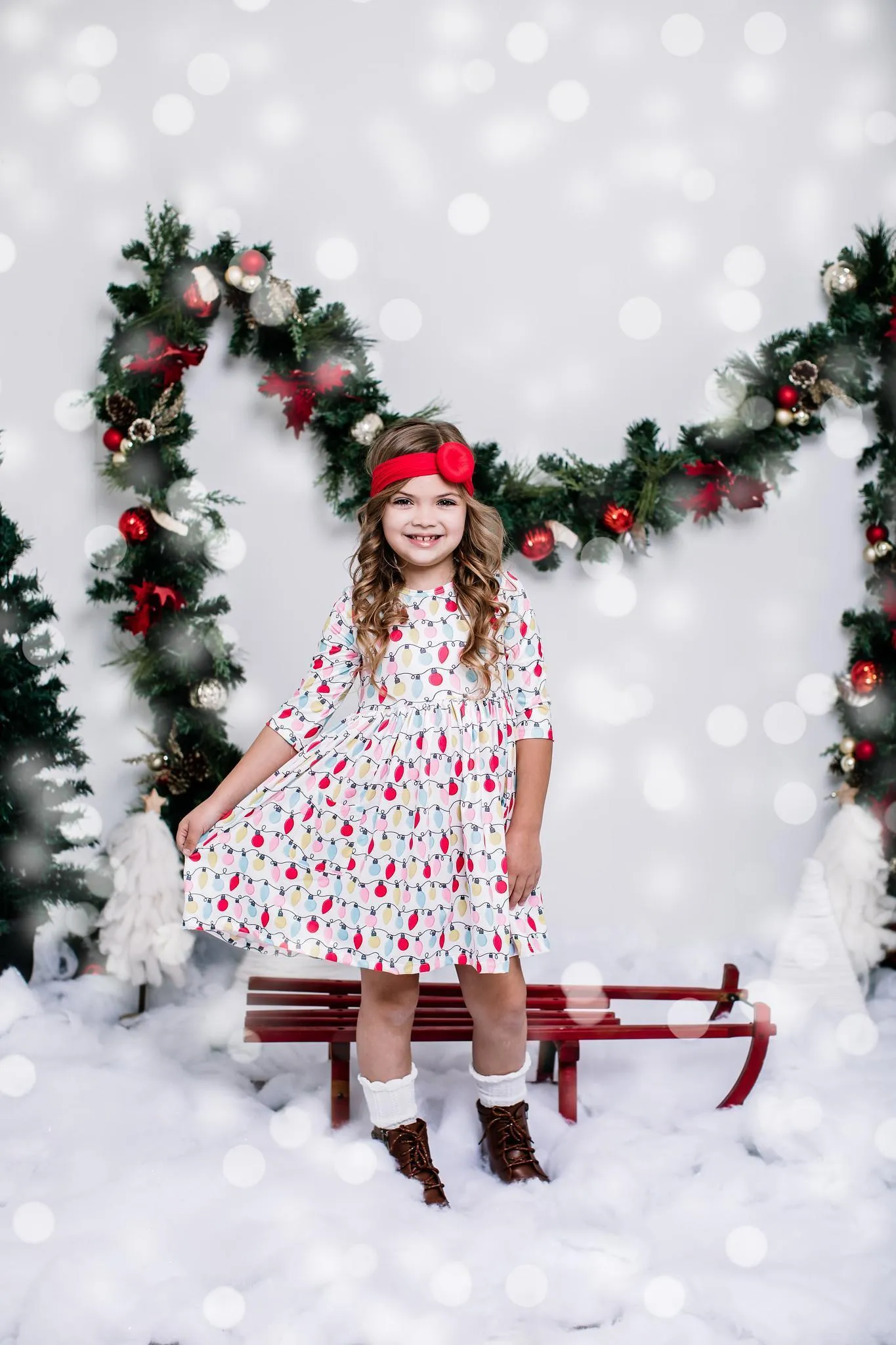 Mila & Rose Merry & Bright 3/4 Sleeve Twirl Dress w/Pockets