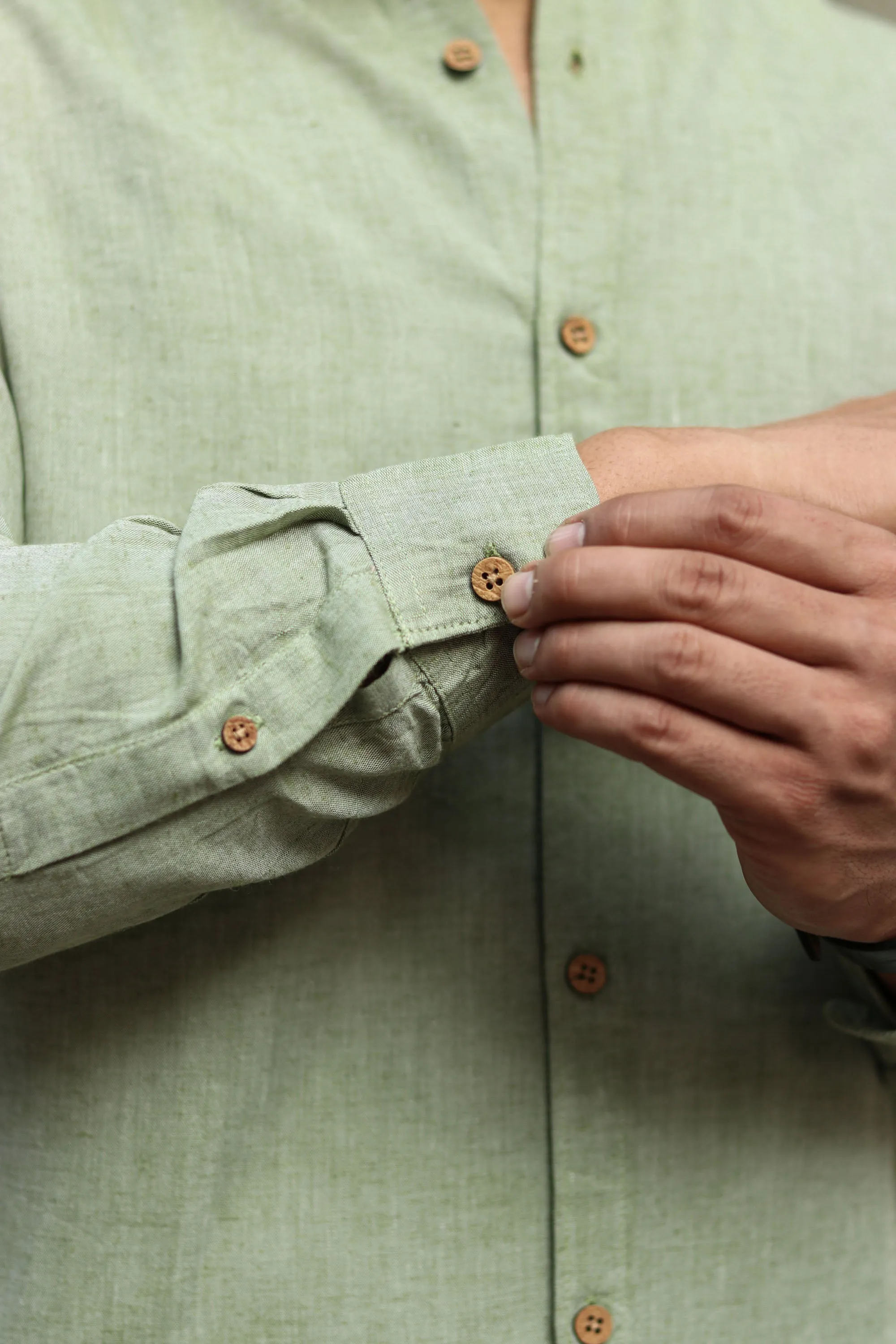 Military Green · Mandarin Collar Shirt