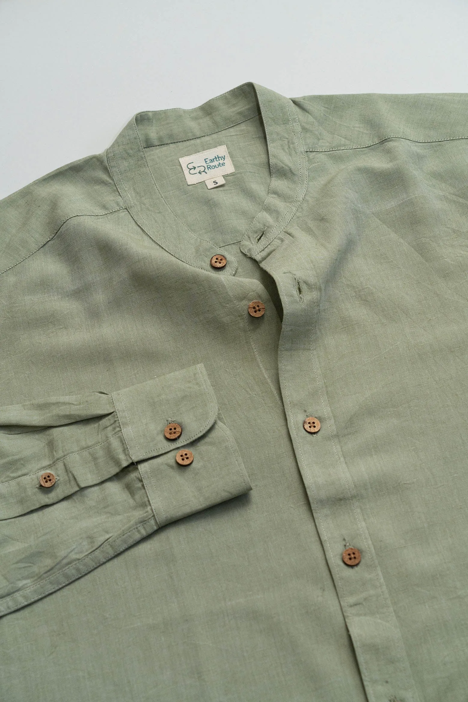 Military Green · Mandarin Collar Shirt