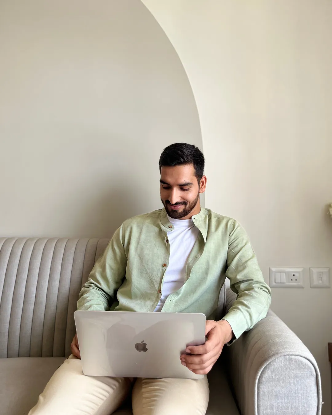 Military Green · Mandarin Collar Shirt