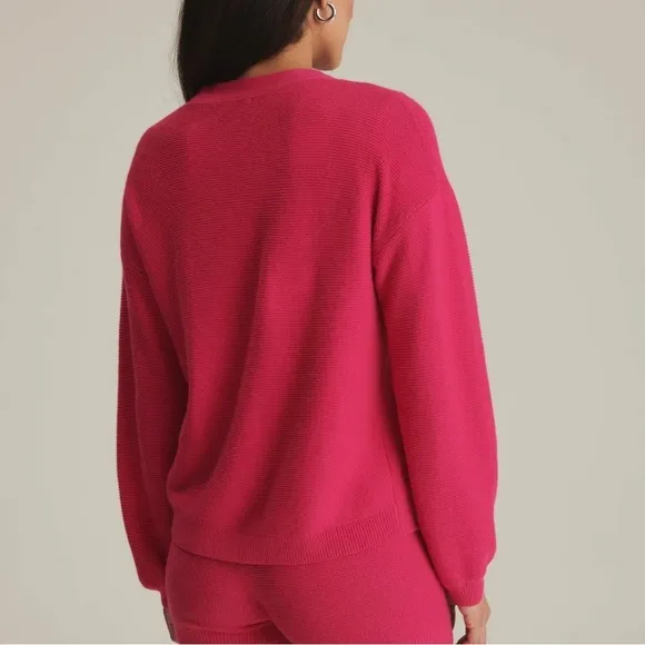 NAADAM Textured Balloon Sleeve V-Neck Cardigan Cotton Cashmere Blend Siz…