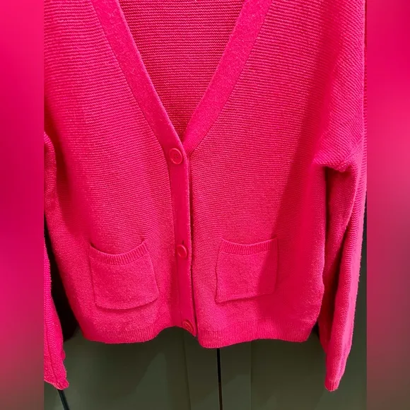 NAADAM Textured Balloon Sleeve V-Neck Cardigan Cotton Cashmere Blend Siz…