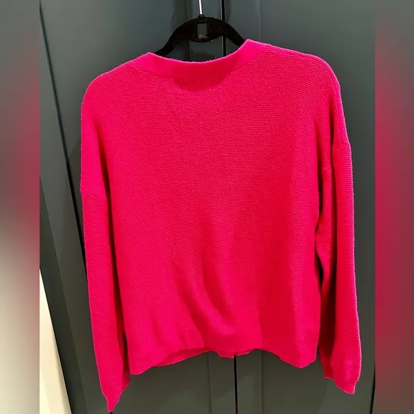 NAADAM Textured Balloon Sleeve V-Neck Cardigan Cotton Cashmere Blend Siz…