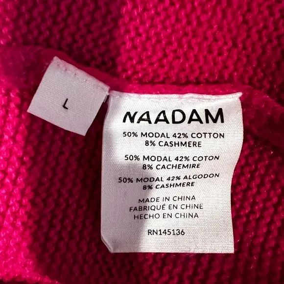 NAADAM Textured Balloon Sleeve V-Neck Cardigan Cotton Cashmere Blend Siz…