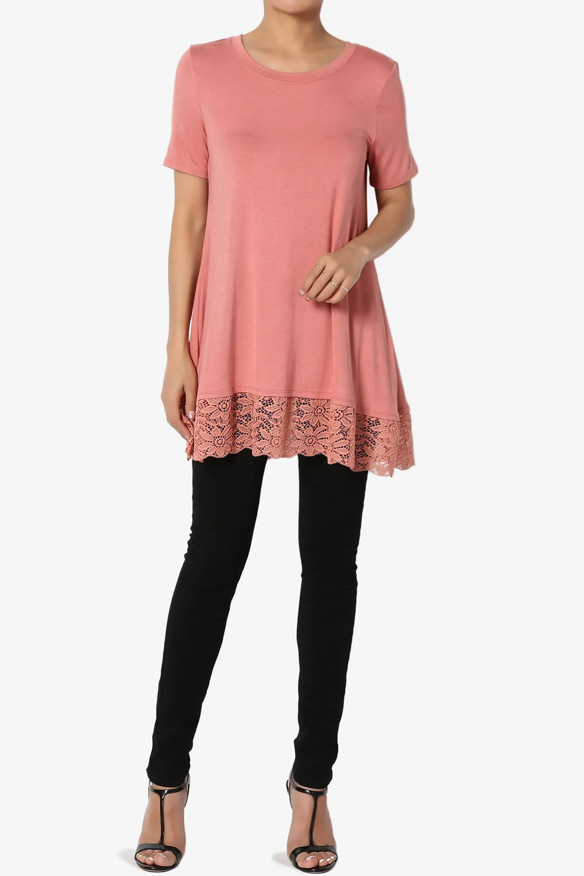 Nason Short Sleeve Lace Hem Tunic Top