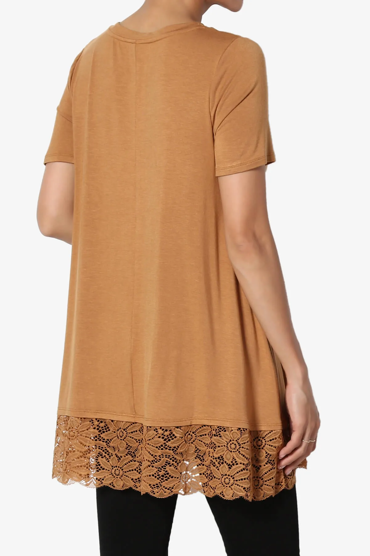 Nason Short Sleeve Lace Hem Tunic Top