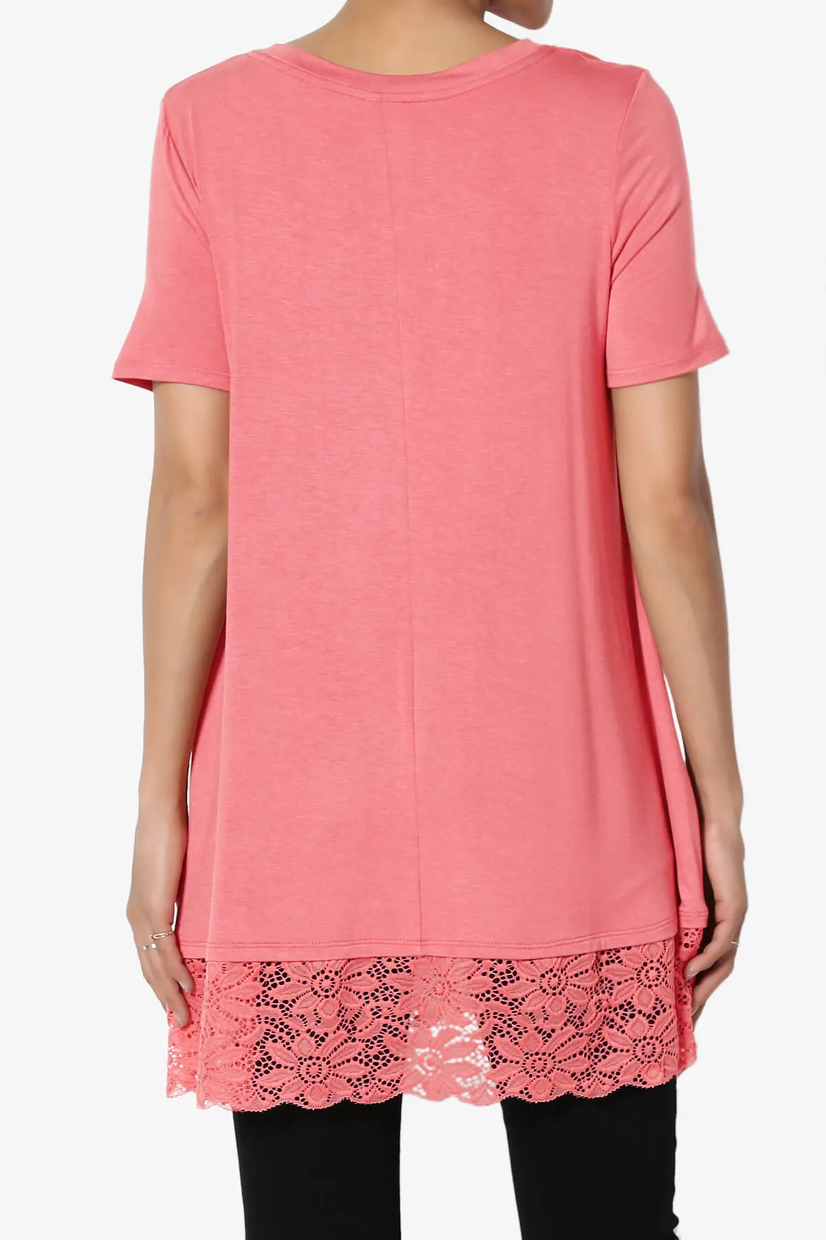 Nason Short Sleeve Lace Hem Tunic Top