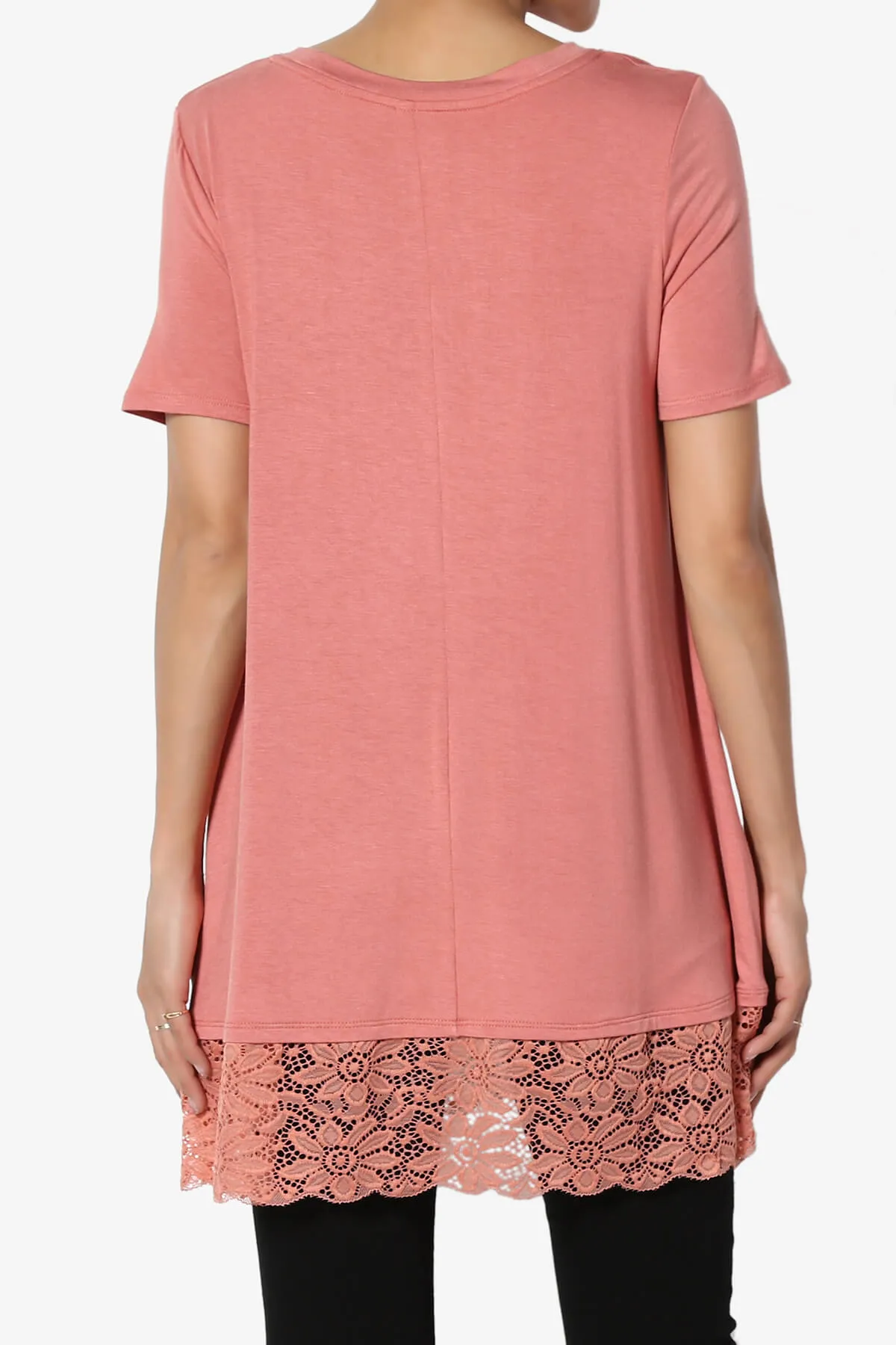 Nason Short Sleeve Lace Hem Tunic Top