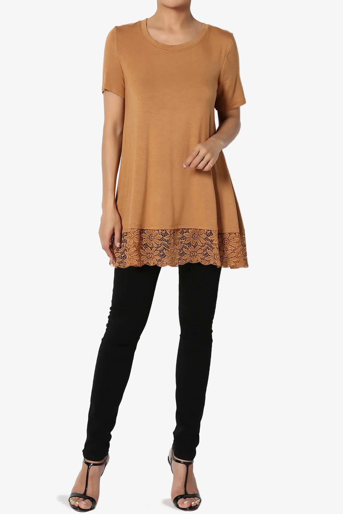 Nason Short Sleeve Lace Hem Tunic Top