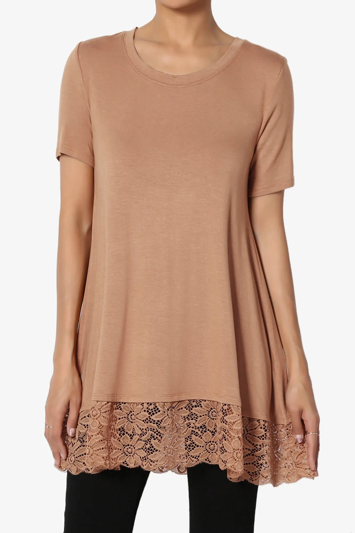 Nason Short Sleeve Lace Hem Tunic Top