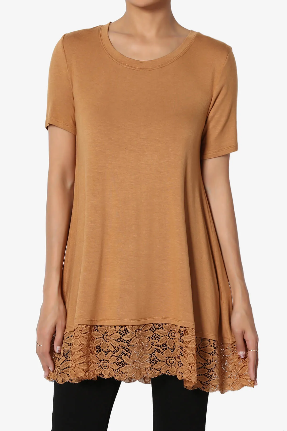 Nason Short Sleeve Lace Hem Tunic Top