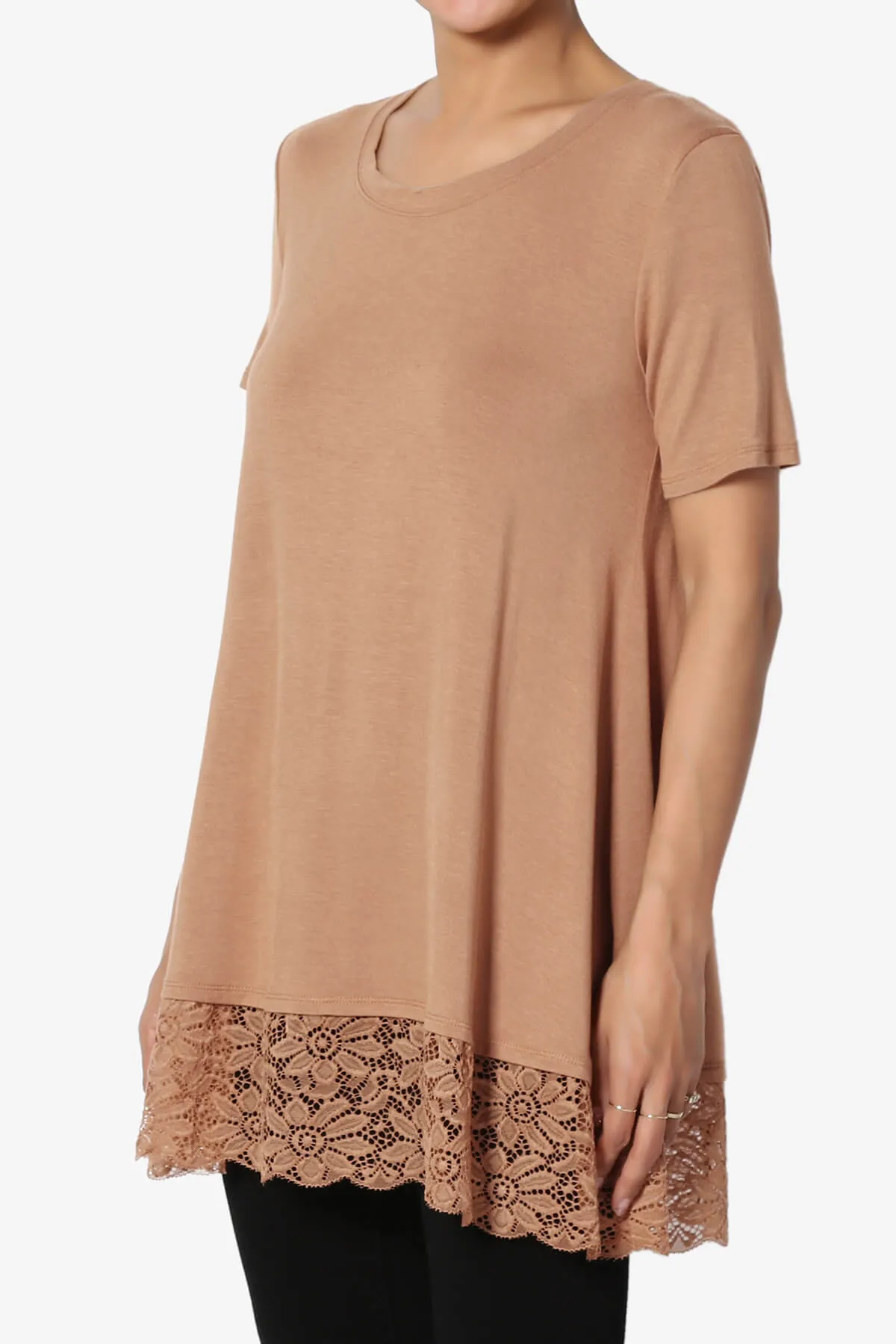 Nason Short Sleeve Lace Hem Tunic Top
