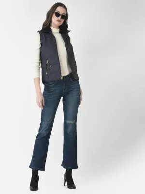 Navy Blue Fur-Lined Gilet