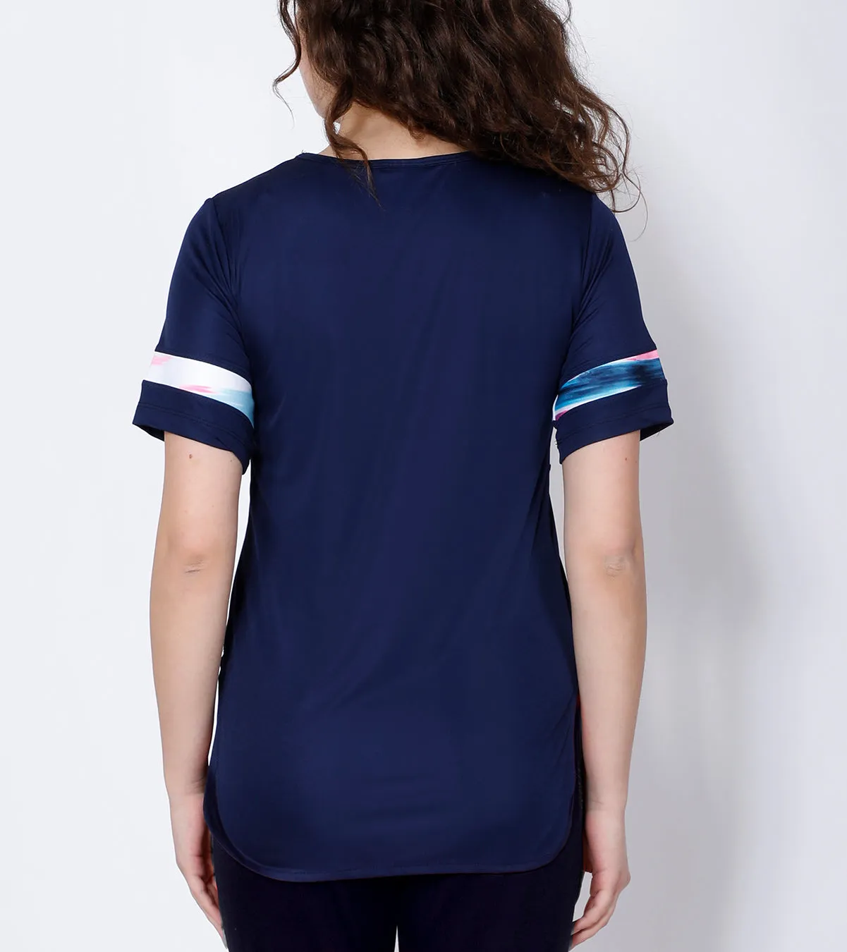 Navy Colorbrush Long T-Shirt